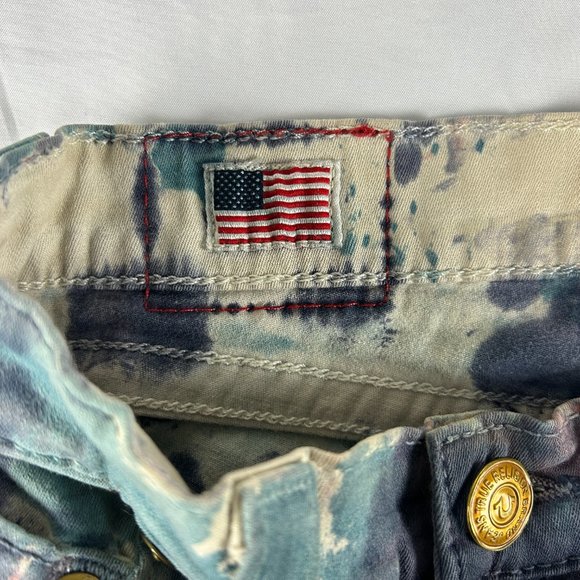 True Religion Jeans Women 24x28.5 Halle Tie Dye Blue Skinny Ankle Stretch - Picture 12 of 15